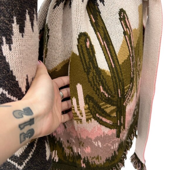 $3590 Alanui Brown Pink Saguaro Lovers Icon Cardigan Belted Sweater size XS - Picture 6 of 10